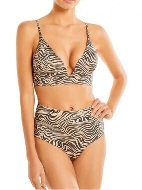 l*space Zebra-Print High-Waist Bikini Set - Black & Cream